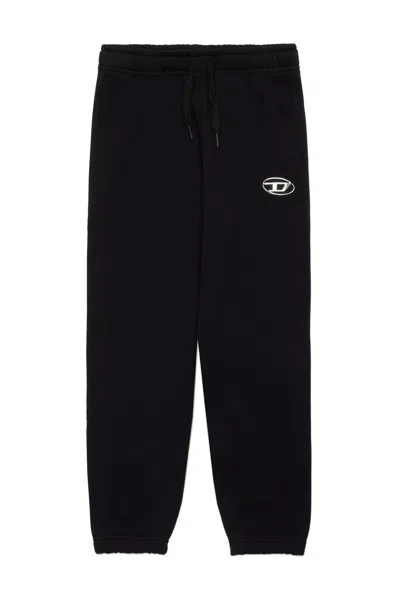 DIESEL FLEECE JOGGER PANTS WITH OVAL D LOGO