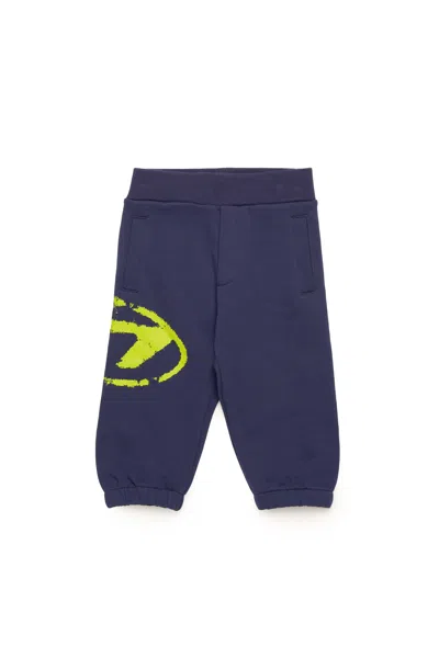 Diesel Babies' Fleece Jogger Pants With Oval D Logo In Blue