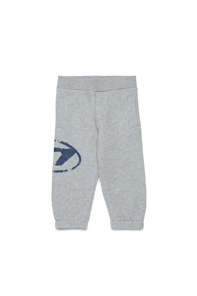 Diesel Babies' Fleece Jogger Pants With Oval D Logo In Grey