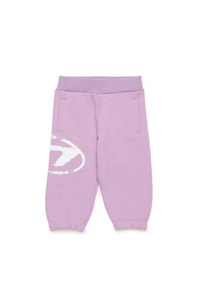 Diesel Babies' Pantaloni Jogger In Felpa Con Logo Oval D In Violet