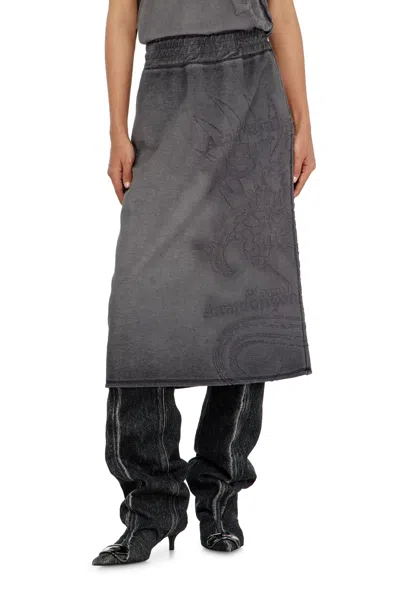 Diesel Fleece Midi Skirt With Dévoré Print In Gray