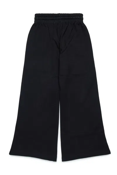 Diesel Kids' Fleece Pants With Heart Graphics In Black
