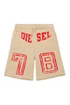 Diesel Shorts In Felpa Con Grafica College In Beige