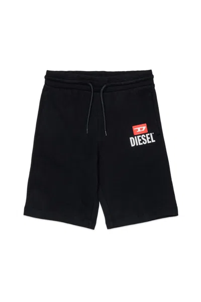 Diesel Kids' Fleece Shorts With Logo In Black
