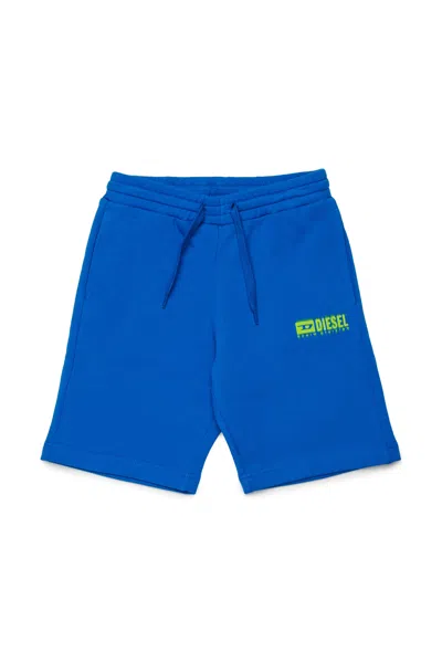 Diesel Kids' Shorts In Felpa Con Logo Degradé In Blue