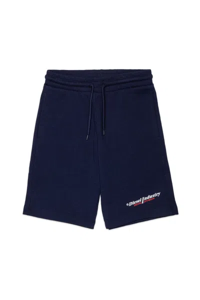 Diesel Kids' Fleece Shorts With Logo In Blue