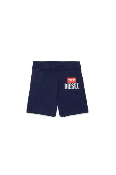 Diesel Kids' Fleece Shorts With Logo In Blue