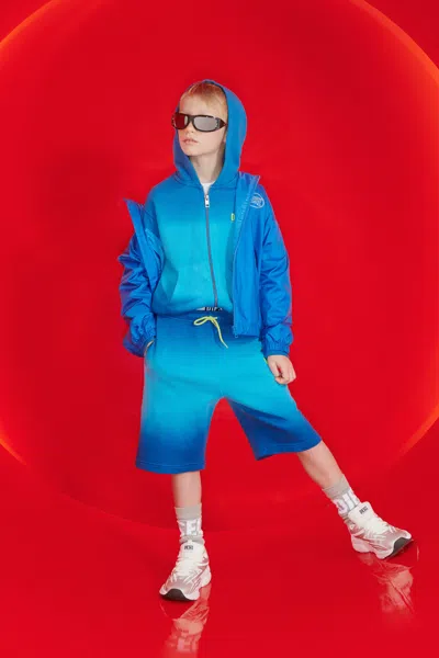 Diesel Kids' Fleece Shorts With Logo In Blue