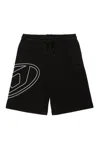 Diesel Oval-d Logo Embroidered Drawstring Shorts In Black