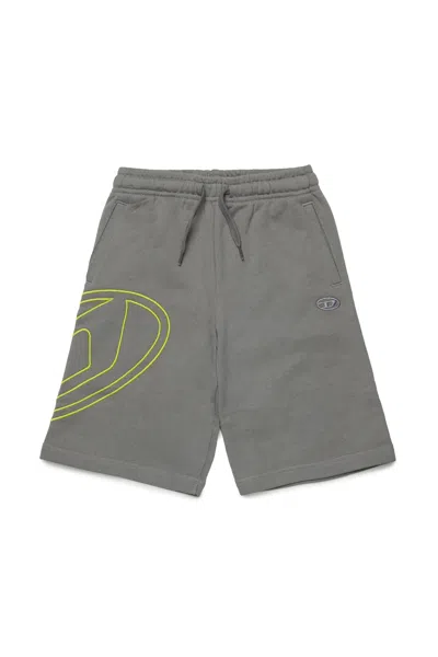 DIESEL FLEECE SHORTS WITH MAXI OVAL D LOGO