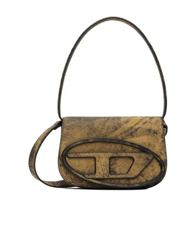 Diesel Flip Logo Shoulder Bag In Brown