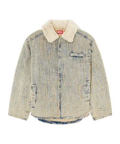 Diesel Jacket In Floating-thread Jacquard Denim In Blue