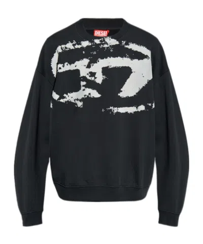 DIESEL DIESEL S-BOXT-N5 DISTRESSED FLOCKED LOGO SWEATSHIRT