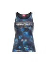 Diesel Women Floral Print And Sequins Jersey T-unky Top In Blue