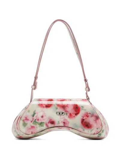 Diesel Floral Print Curved Silhouette Handbag In Multi