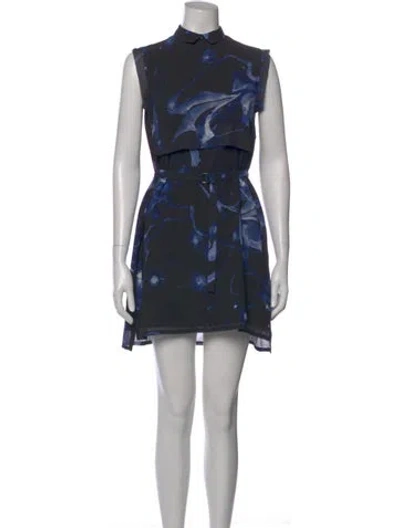 Pre-owned Diesel Floral Print Mini Dress In Blue