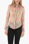 DIESEL FLORAL-PRINTED C-GISELLE SEE-THROUGH SHIRT WITH SNAP BUTTONS