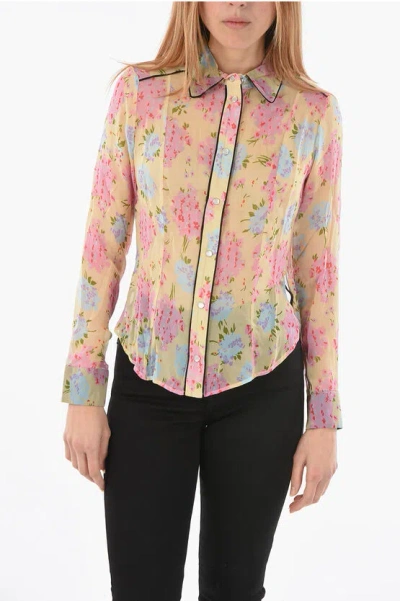 Diesel Floral-printed C-giselle See-through Shirt With Snap Buttons In Pink