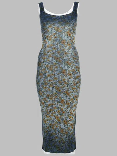 Diesel Floral Ribbed Tank Midi Dress In Multi