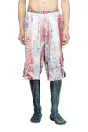 Diesel Floral Shorts With Cracked Over-print In Multicolor