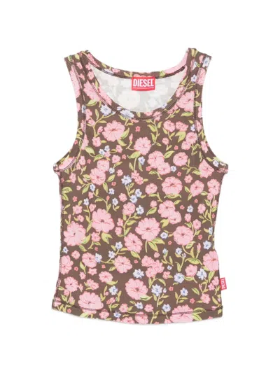 Diesel Floral Vest In Brown
