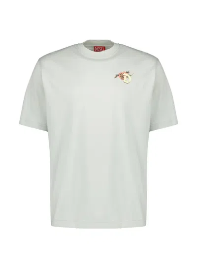 Diesel Floral-print Crew-neck T-shirt In White