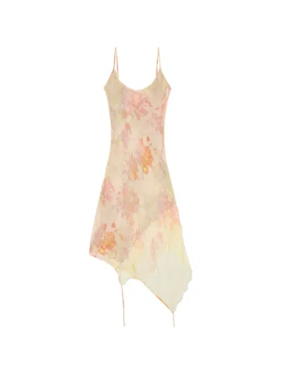 Diesel Floral-print Lace-trim Midi Dress In Multi