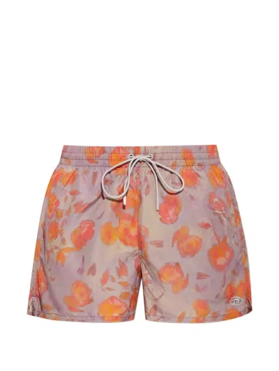Diesel Floral-print Olly-34-d-core Swim Shorts In Multi