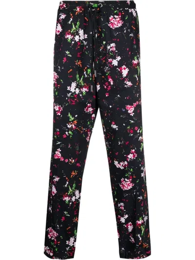 Diesel Floral-printed Straight-leg Trousers In Black