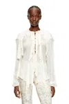Diesel Flounce Blouse In Crinkled Muslin In White