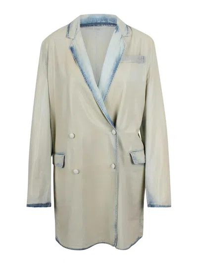 Diesel Flowing Denim Blazer With An X-ray Effect In Gray