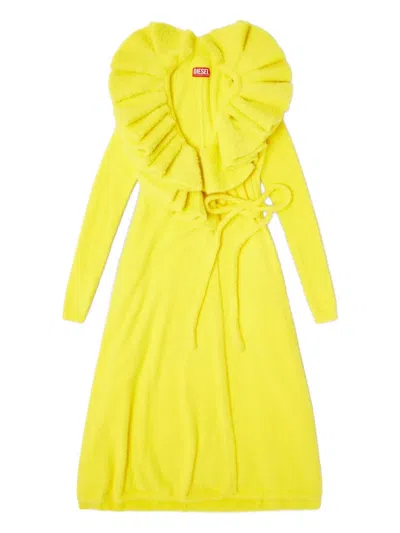 Diesel Fluffy Ruffled-neck Midi Dress In Yellow