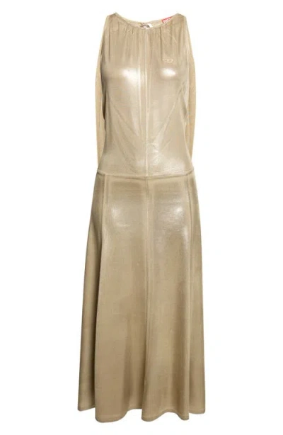 Diesel ® Fluid Metallic Jersey Midi Dress In Gray