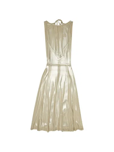 Diesel Fluid Metallic Midi Dress With Open Back In Neutral