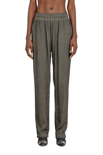 Diesel Fluid Pants In Pigment-dyed Satin In Gray
