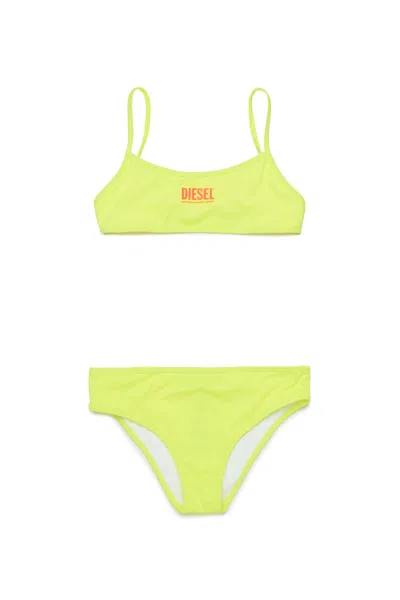 Diesel Kids' Fluo Bikini Swimsuit With Institutional Logo In Yellow