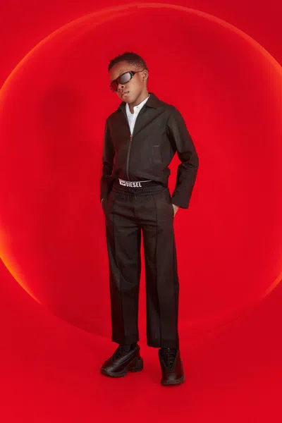 Diesel Kids' Formal Pants With Logo In Black