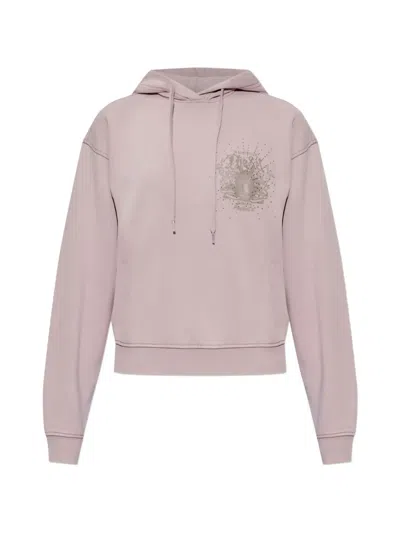 Diesel Embellished Graphic-print Hoodie In Pink