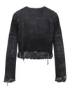 Diesel De-graffy Cropped Denim Jacket In Black