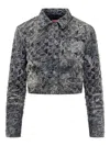 Diesel Textured Cropped Blazer Long Sleeves In Gray
