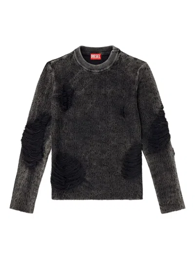 DIESEL FRAYED-DETAIL SWEATER