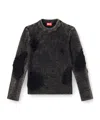 Diesel Destroyed Jumper With Floating Yarns In Gray