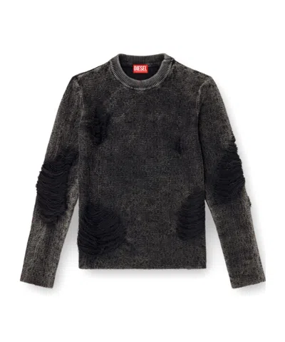 DIESEL FRAYED-DETAIL SWEATER