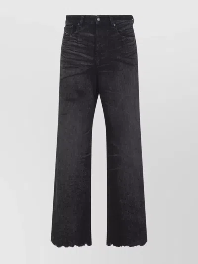 DIESEL FRAYED HEM FIVE-POCKET JEANS WITH BACK PATCH
