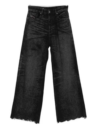 Diesel Flared Denim Jeans In Black