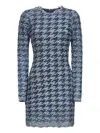 Diesel Women Light Blue Houndstooth Denim M-halma Minidress In Blue