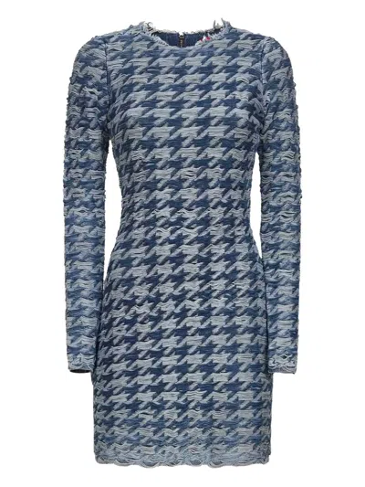 DIESEL FRAYED-HOUNDSTOOTH MINI DRESS