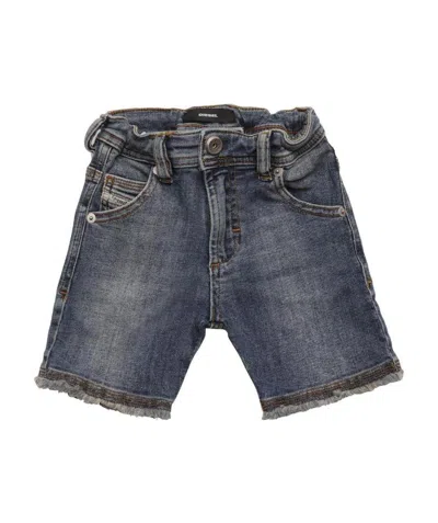 Diesel Frayed Jeans Shorts In Black