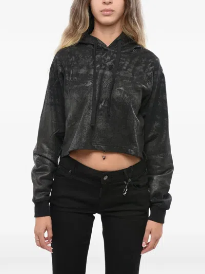Diesel F-reggy Glitter-effect Hoodie In Black