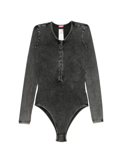 Diesel Fresya Acid-wash Button-front Bodysuit In Black